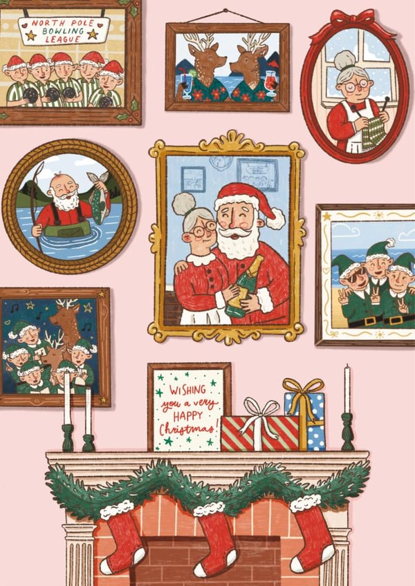Cute Hand Drawn Christmas Card with whimsical illustrations created by Poppet and Moose