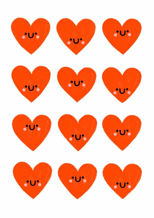 Cute Valentine's Day/Anniversary Card - Smiley Hearts created by Nicola Watson
