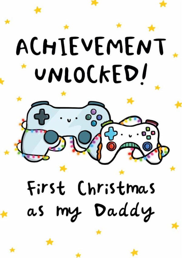 Cute Christmas Card - For New Dad - Achievement Unlocked Gamer - First Christmas created by Arrow Gift Co