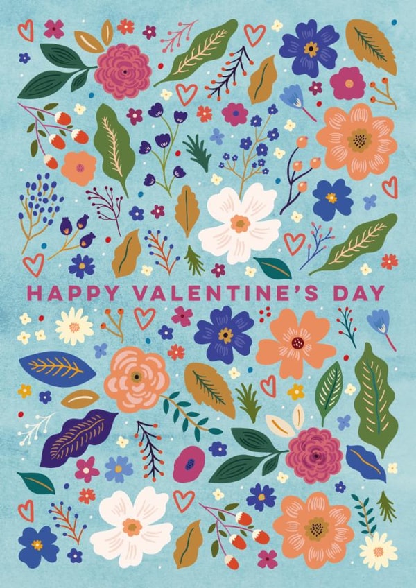 Wildflowers and Hearts Valentine's Day Card created by Eli the Goat