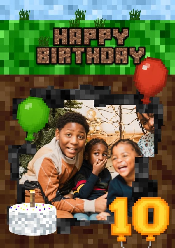 Fun Birthday Card - 10th - Minecraft created by Kerrylovescards