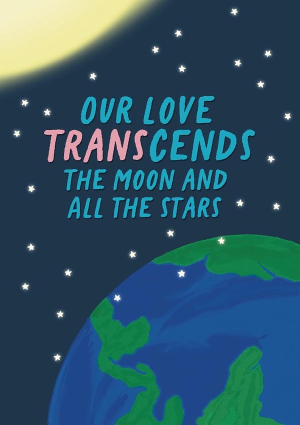 Classic Valentine's Card - Moon And Stars - Trans - LGBTQ+ created by Pickled Prints