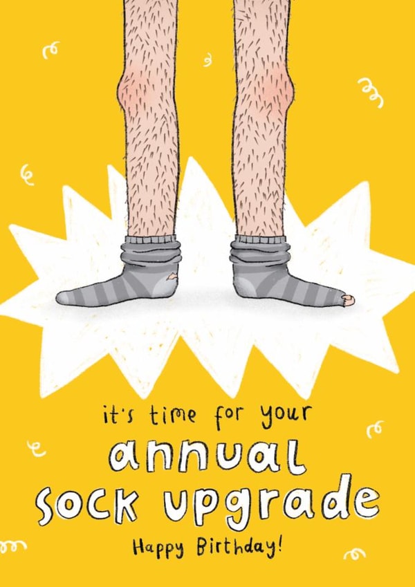Funny Birthday Card - For Him - Annual Sock Upgrade created by Arrow Gift Co