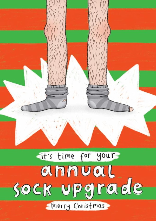 Funny Christmas Card - For Him - Annual Sock Upgrade created by Arrow Gift Co