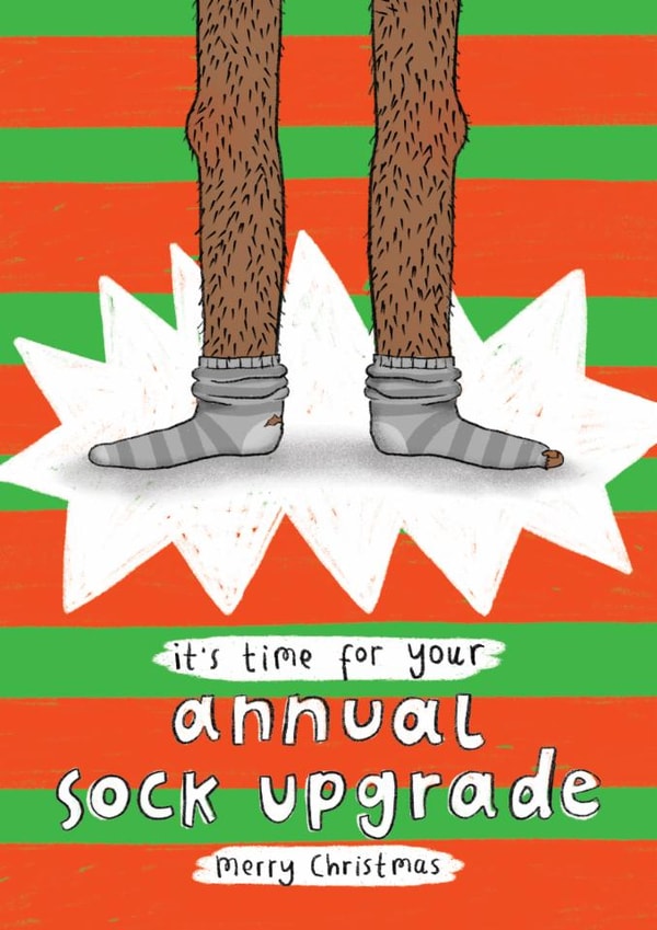 Funny Christmas Card - For Him - Your Annual Sock Upgrade created by Arrow Gift Co