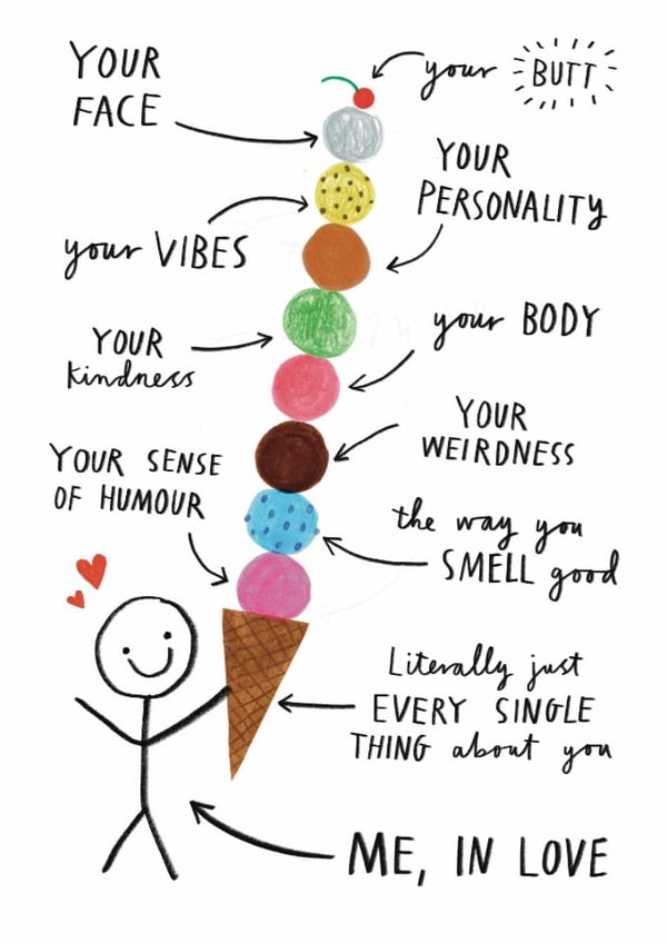 Cute Valentine's Day Card - Everything Ice Cream created by Alice Mole Illustration