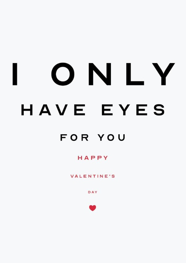 Eye Chart Valentine's Day Card - Have you got 20/20 vision? created by JH Designs