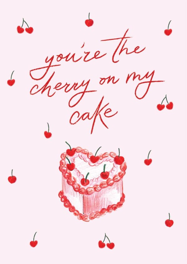 Cute Valentine's Day Card - Pink Cherry - Cake created by Making Meadows Ltd