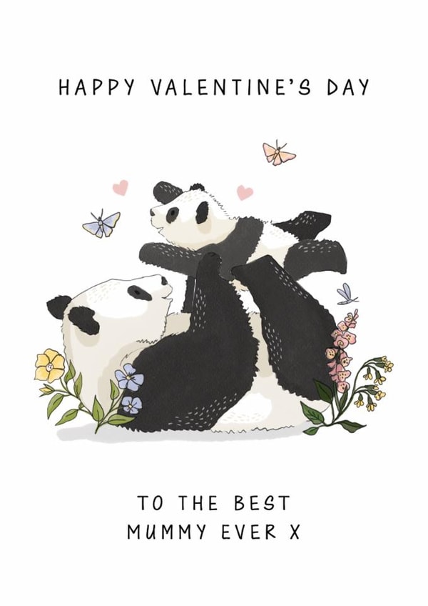 Cute Valentine's Day Card - To The Best Mummy Ever - Pandas created by Making Meadows Ltd