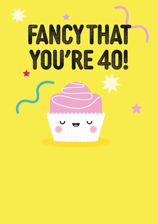 Fancy that you're 40- 40th milestone birthday card- Cute fondant french fancy created by Pango Productions