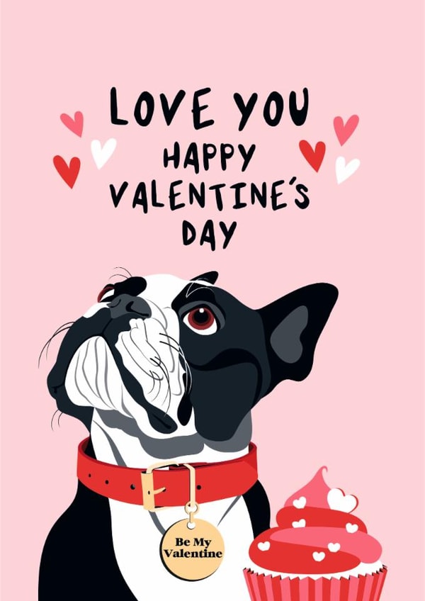 Cute Valentine's Day Card - Boston Terrier created by Diva Doodle Designs