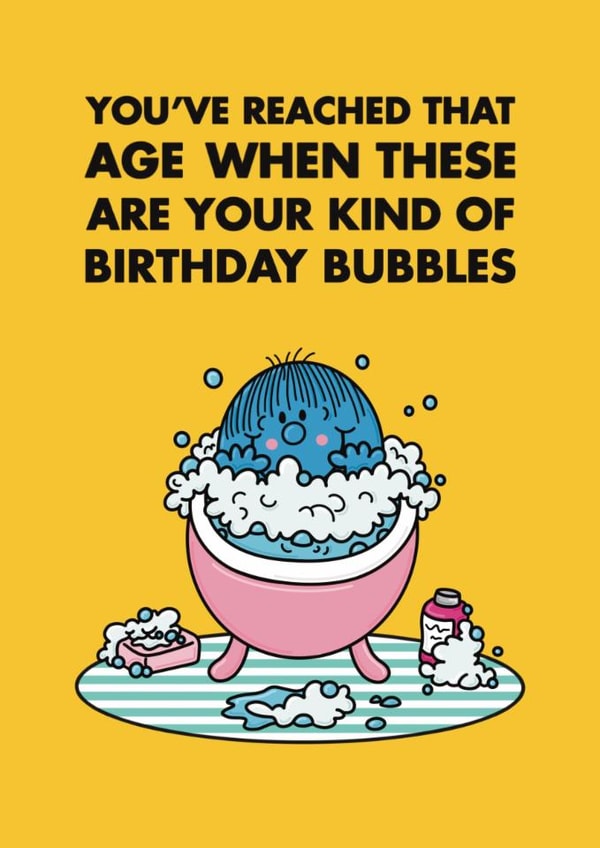 Cute Birthday Card - Birthday Bubbles - Little Miss created by Mr. Men