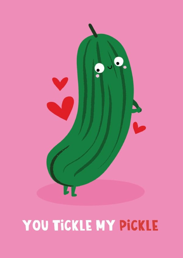 Cute Valentine's Day/Anniversary Card - You Tickle My Pickle - Pickle created by Lucy Maggie Designs