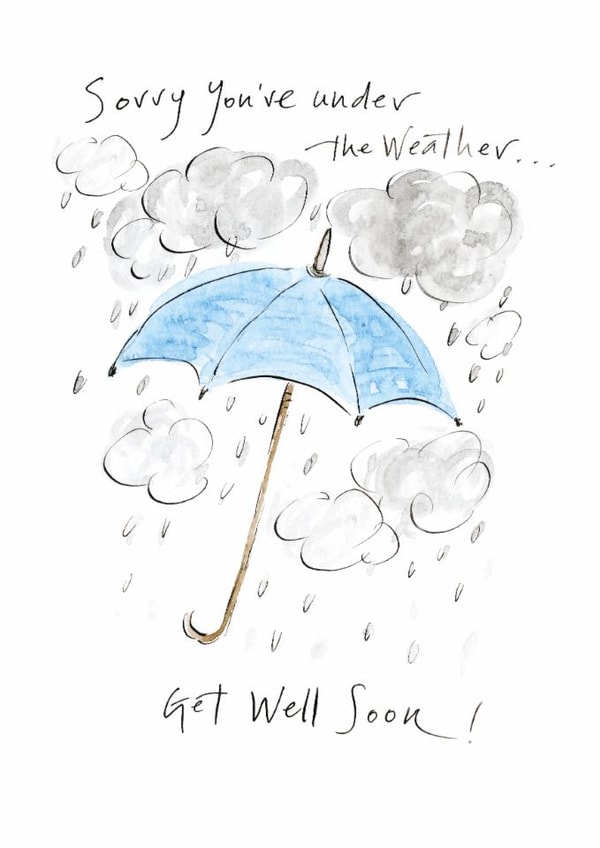 Traditional Get Well Card - Under The Weather - Umbrella created by Gabrielle Solly Illustration