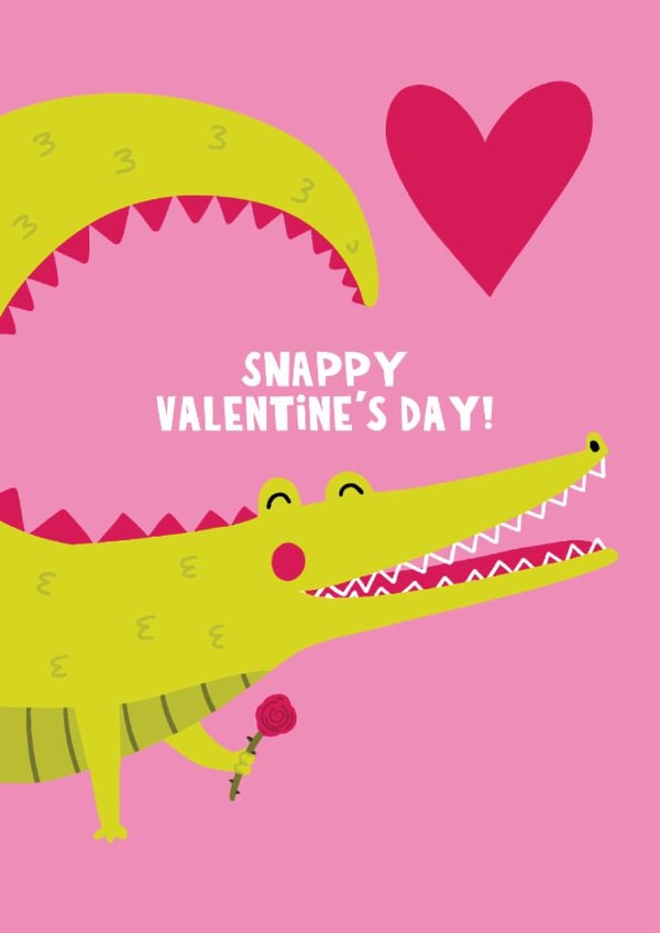 Cute Valentine's Day Card - Snappy - Crocodile Pun created by Lucy Maggie Designs