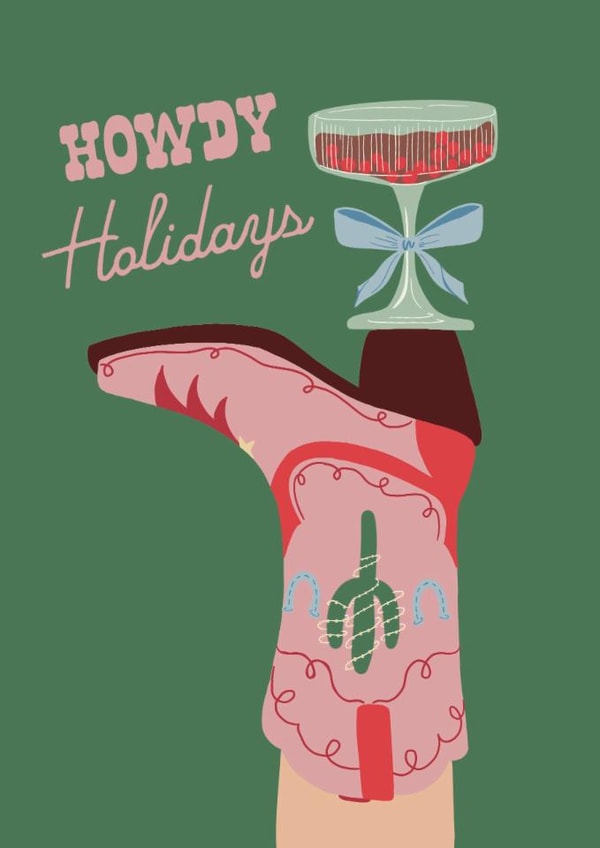 Cute Christmas card - western - cowboy created by Eve Hanford