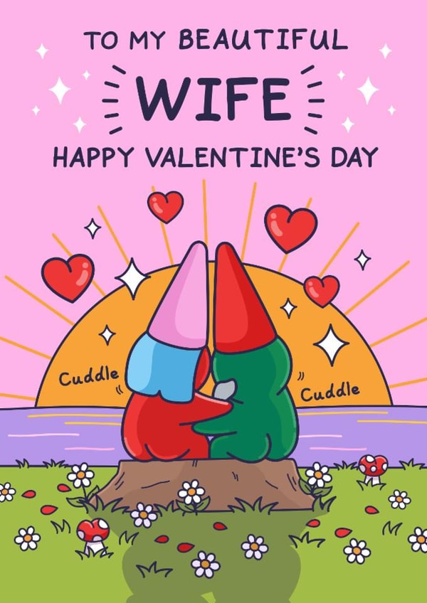 Cute Valentine's Day Card - For Wife - Cuddles created by Cheeky Legends