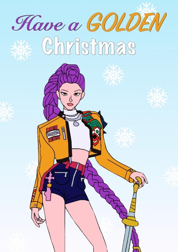 K-Pop Demon Hunters - HUNTR/X - Rumi - Have A Golden Christmas Card created by Anastazia