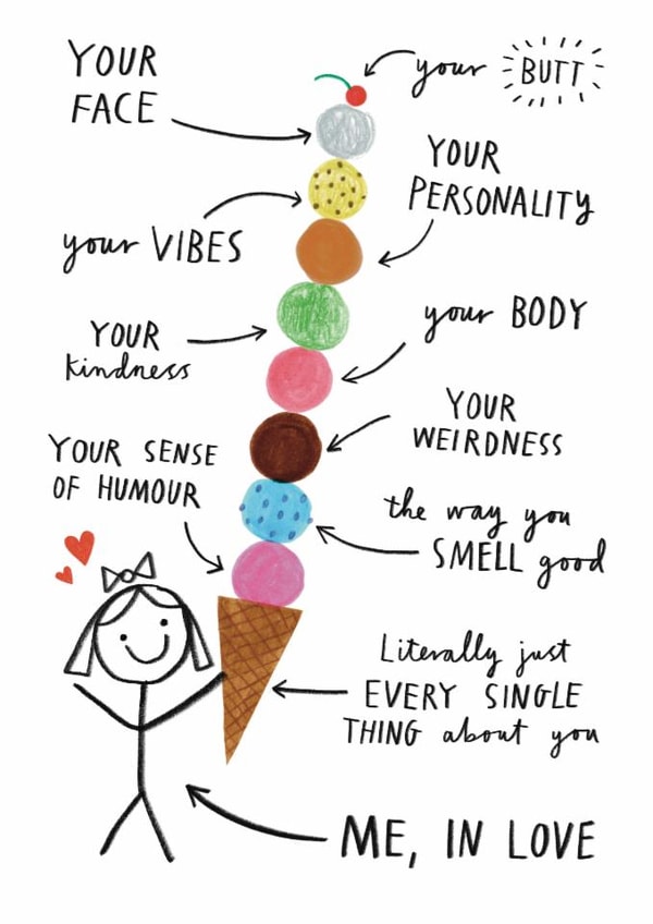 Cute Valentine's Day Card - Everything Ice Cream - From Her created by Alice Mole Illustration
