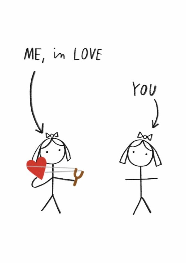 Cute Valentine's Day/Anniversary Card - Me, In Love - LGBTQ+ created by Alice Mole Illustration