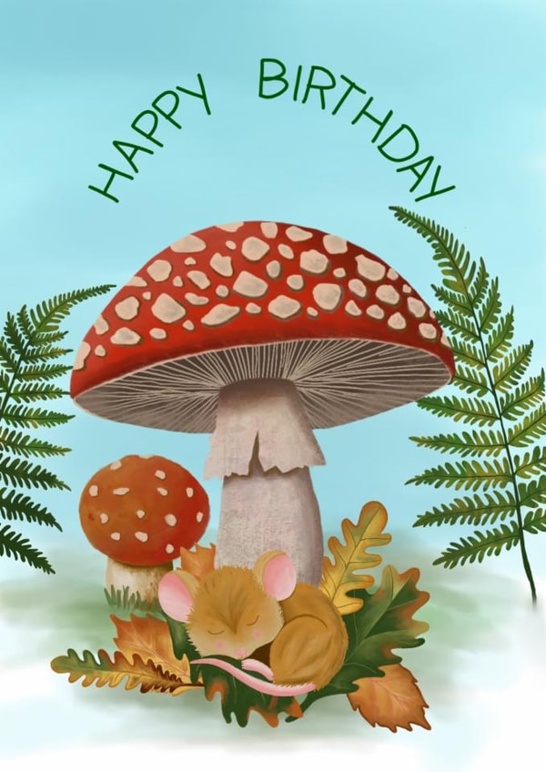 Enchanting woodland birthday card. created by Sharonflemingart