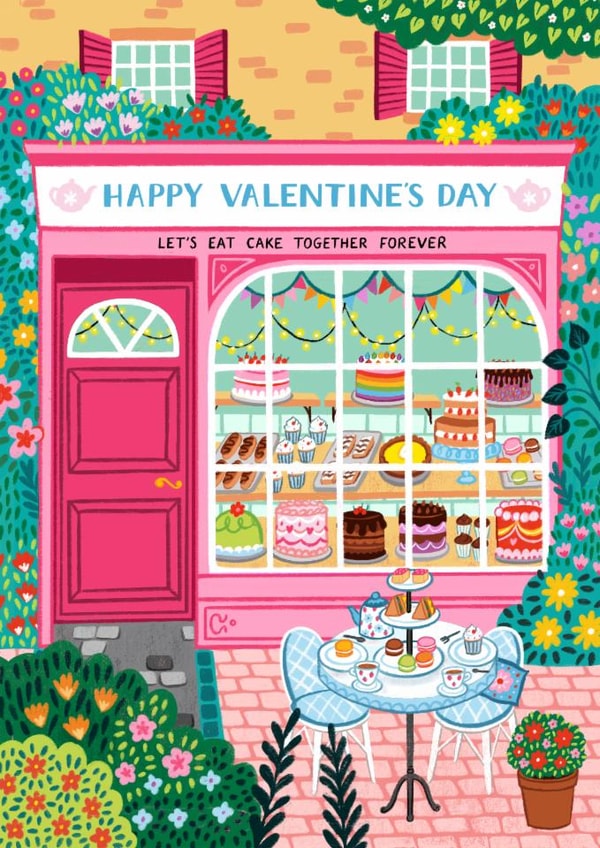 Cute Patisserie Cake Shop Valentine's Day Card - For Friend, Girlfriend, Wife created by Pear Tree Press