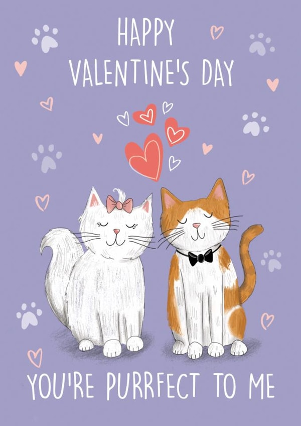 Cute Cat Couple Valentine's Day Card for Significant Other created by Holly Bushnell Illustration