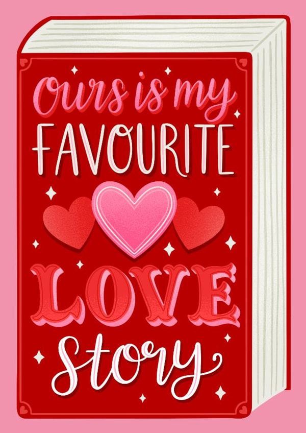 Cute Book Valentines Card - Ours is my favourite love story created by Alice Griffiths Illustration