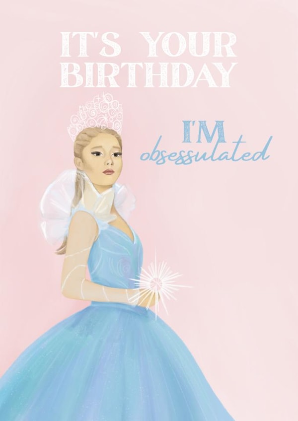 Pretty Wicked Card - Glinda Obsessulated Birthday Card created by Sian Moore Illustration