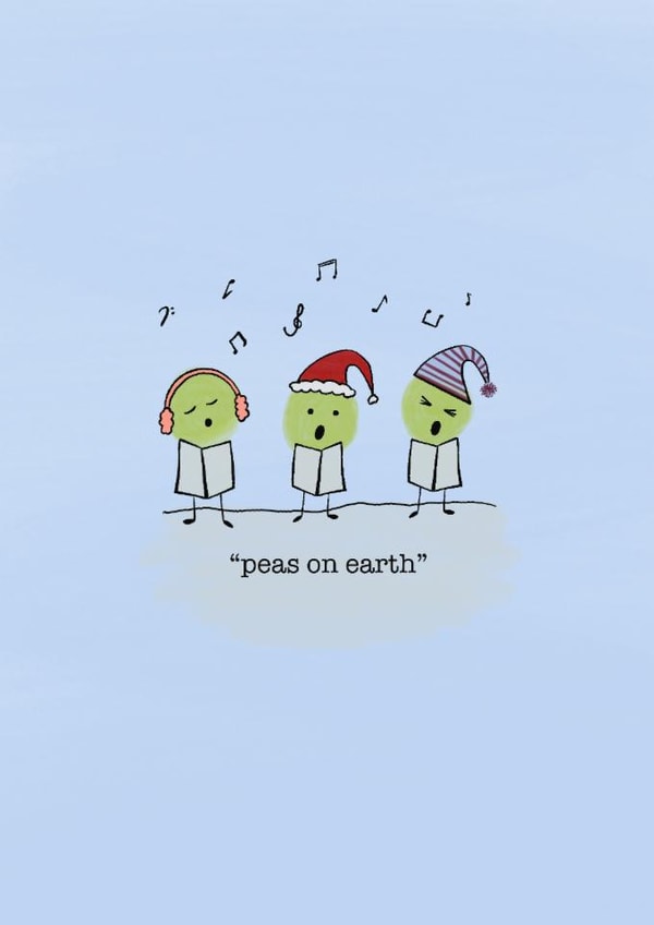 Christmas Funny Peas Peace Carol Singing Holiday Festive Cute Card created by Hannah Nicholson-Tottle
