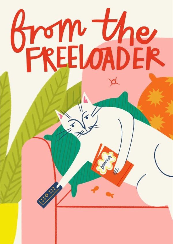Funny Birthday Card - Freeloading Cat created by AbiGoLucky