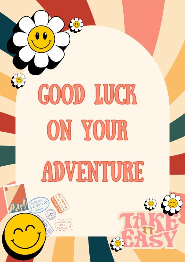 Good Luck on your adventure - Cute card created by The Biebs Collective