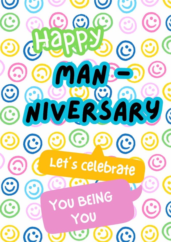 Happy Man-niversary coming out card created by The Biebs Collective