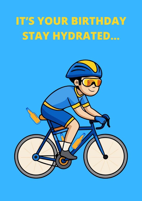 Funny cycling happy birthday beers card created by Mad Funny