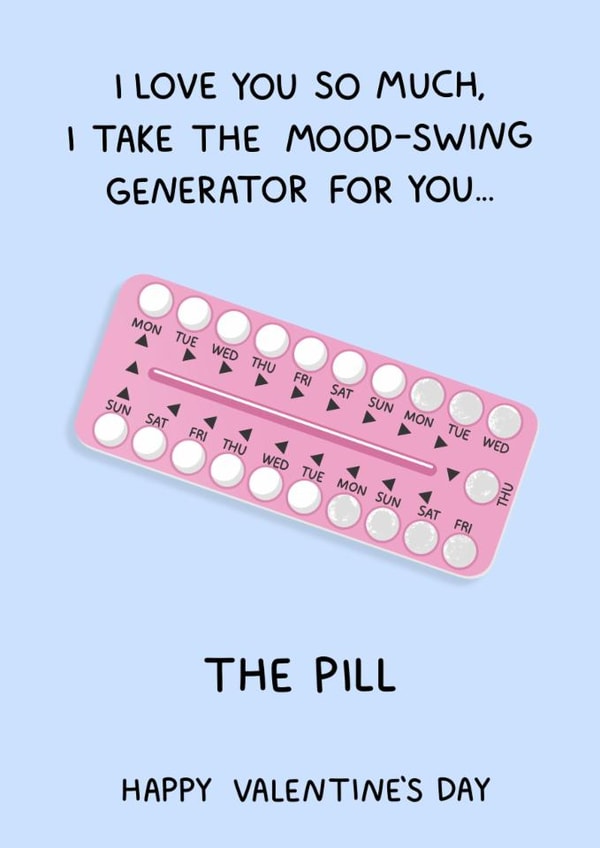 Funny Contraception Pill Valentine’s Day Card For Boyfriend/Husband - The Pill created by YAWN DESIGNS