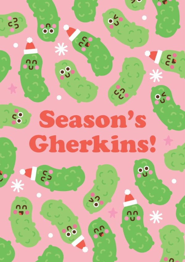 Funny Christmas Card - For Pickle Lovers – Funny Season’s Gherkins Pun created by Studio Boketto