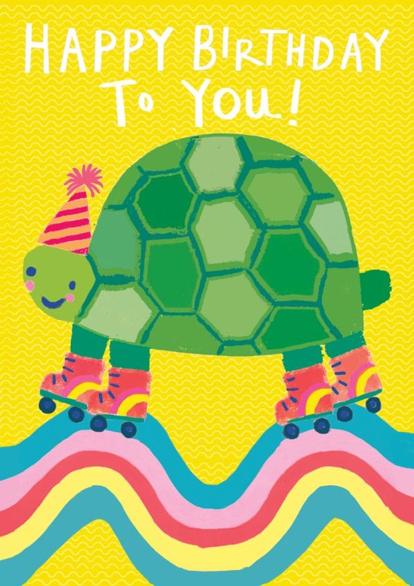 Cute Birthday Card - Rollerskating Tortoise created by Paper Salad