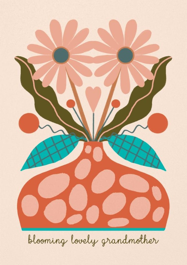 Arty Birthday Day Card - Blooming Lovely Grandmother created by NICHOLA COWDERY ILLUSTRATIONS 