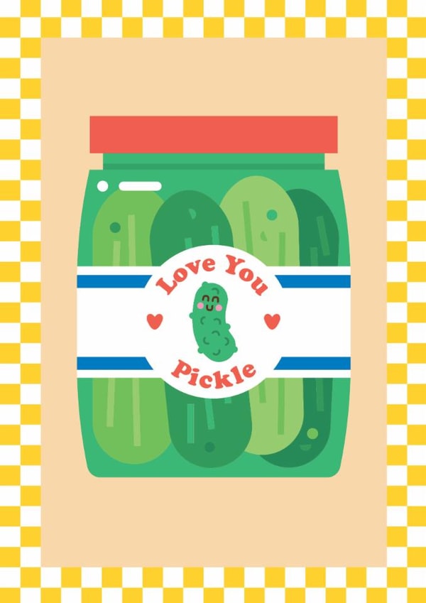 Cute Anniversary/Valentine's Day Card - Love You Pickle - Pickle created by Studio Boketto