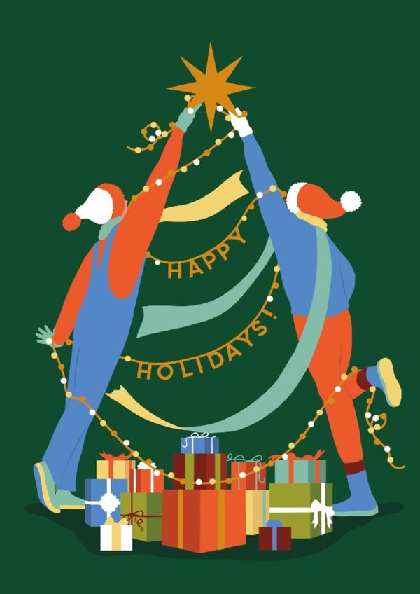 Happy Holidays Christmas card created by Alice Mollon