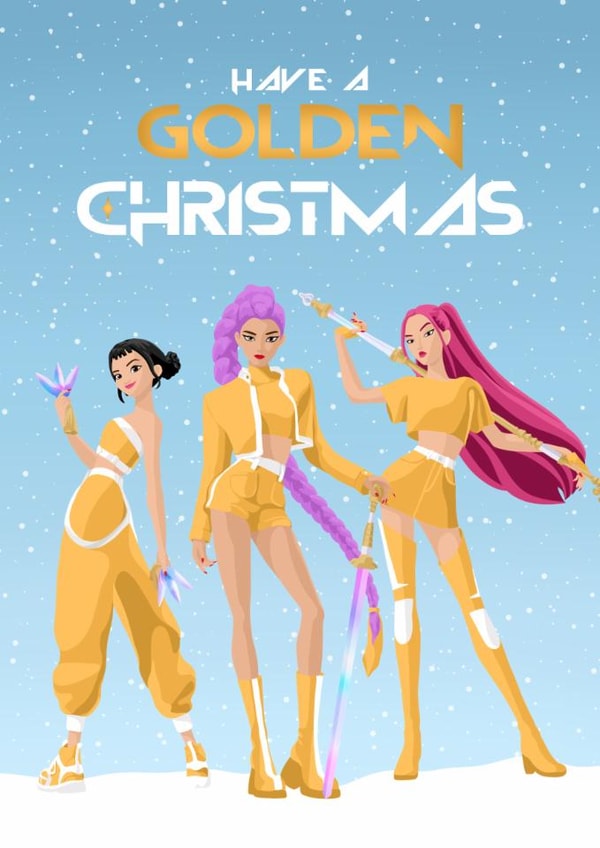 Fun Christmas Card - Kpop Demon Hunters - Golden Christmas created by Pink Peach Cards