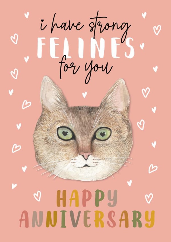 Cat Anniversary - I have Strong Felines for you Watercolour created by Michelle Khoury