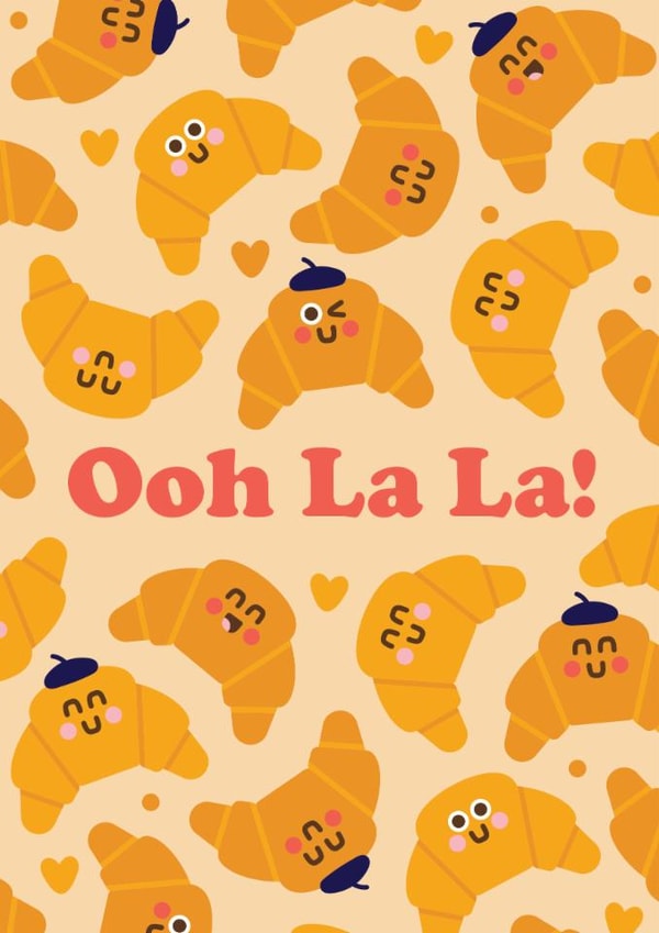 Cute Valentine’s Day Card – Ooh La La – Croissants created by Studio Boketto