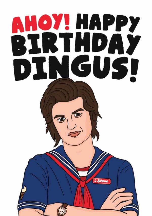 Fun Birthday Card - Happy Birthday Dingus - Steve Harrington - Stranger Things created by Studio Doodles