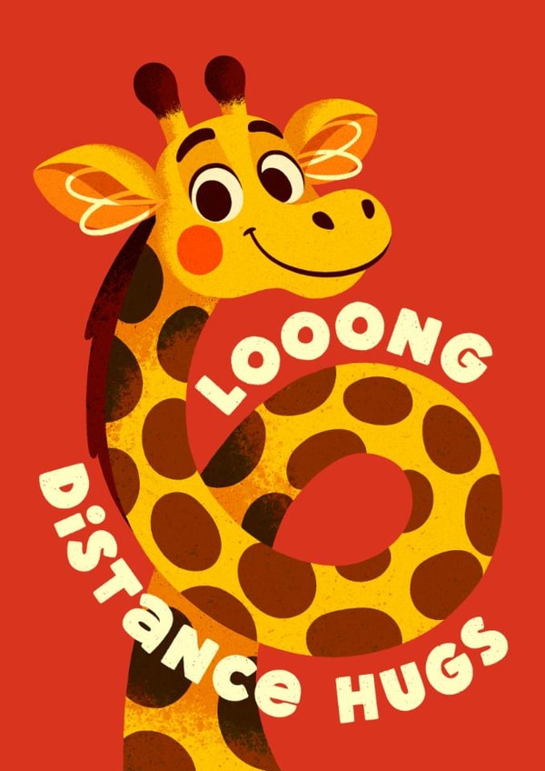 Cute Get Well/Sympathy Card - Long Distance Hugs - Giraffe created by Folio | Ian Owen