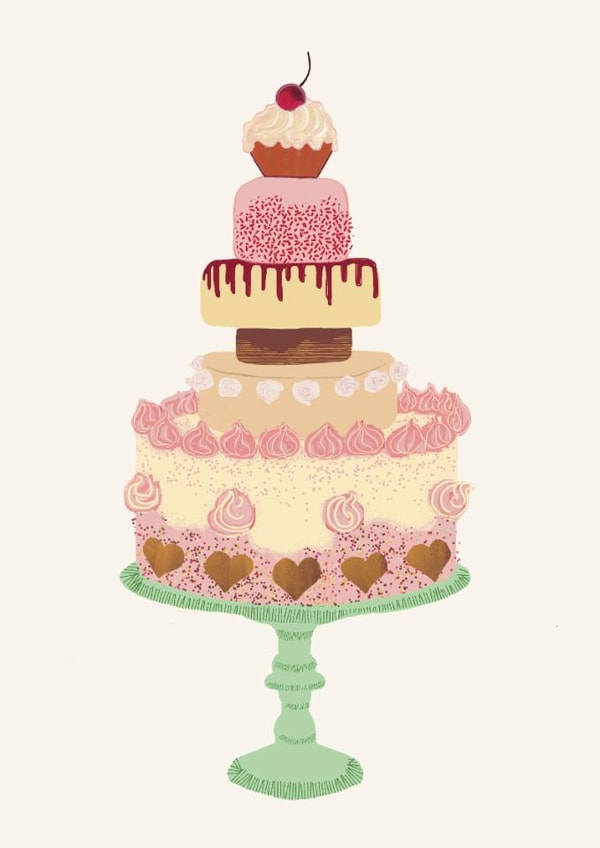 Classic birthday card - celebration cake - retro luxury created by Laura Murray