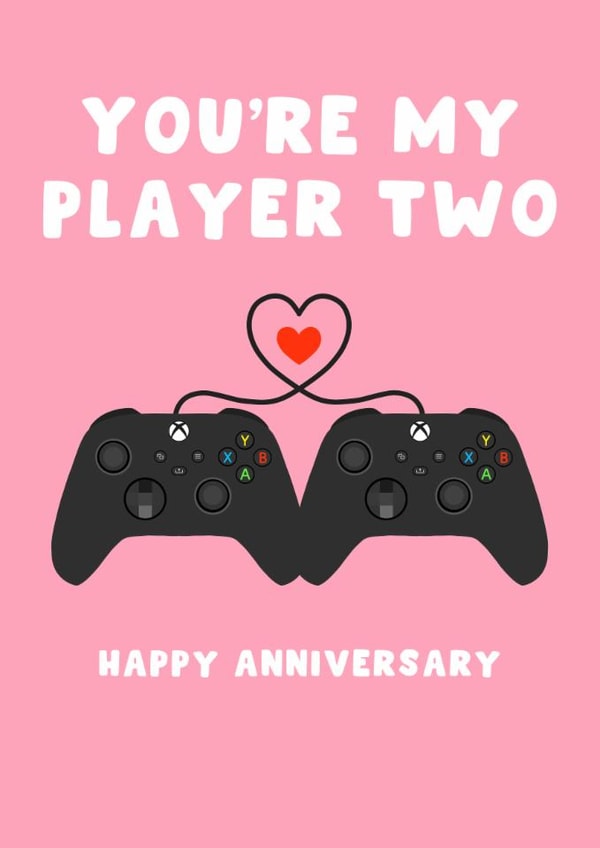 Cute Anniversary Card - My Player 2 - For Her created by Pink Peach Cards