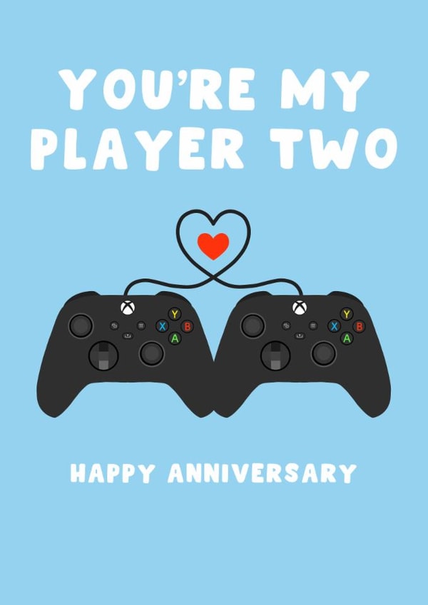 Cute Anniversary Card - My Player 2 - For Him created by Pink Peach Cards