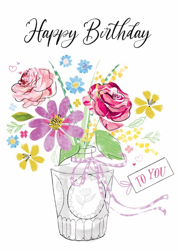 Pretty Birthday card - For Her - floral vase created by Katie Phythian Design