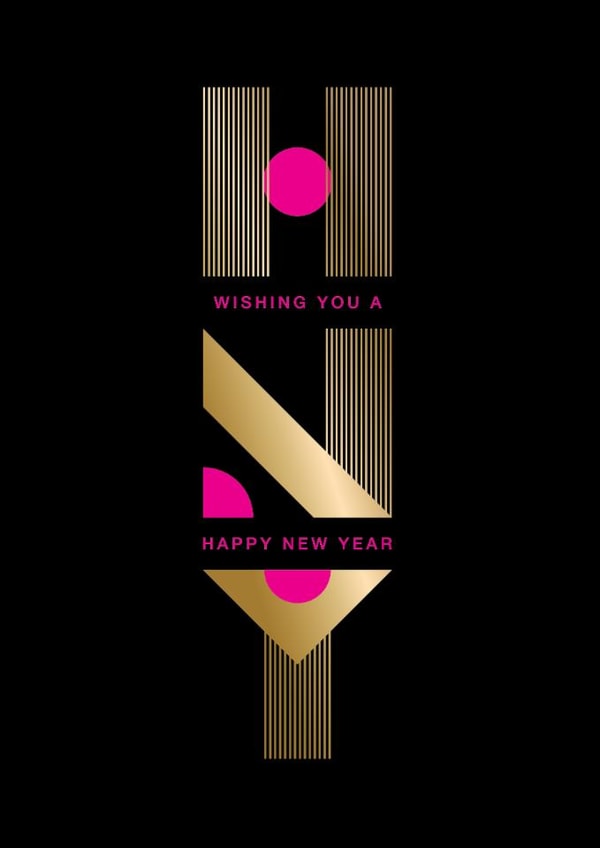 Stylish Funky Typographic New Year Card for Friends created by Kelly Price